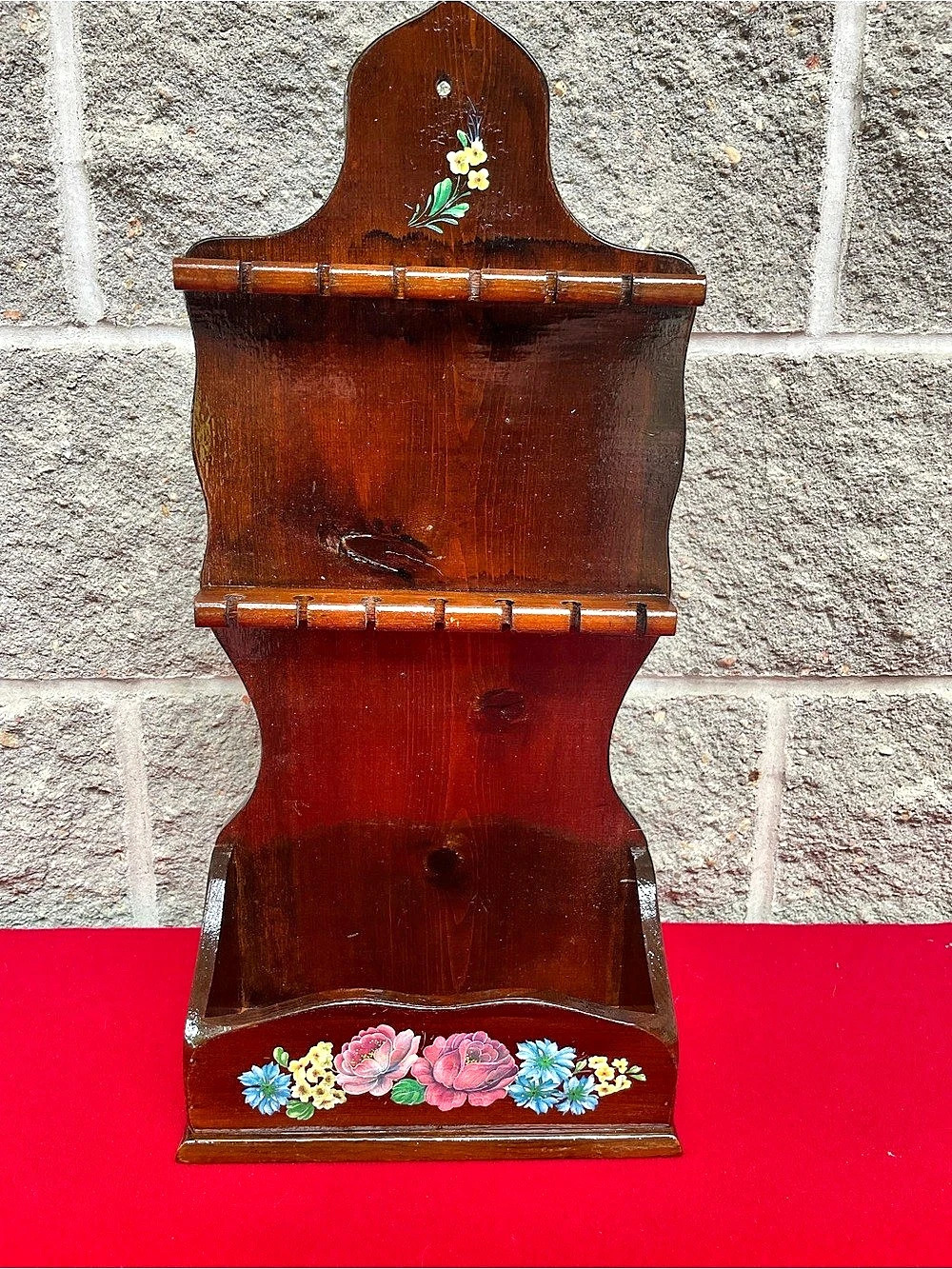 Wooden Floral Wall-Mount Jewelry/Spoon Organizer